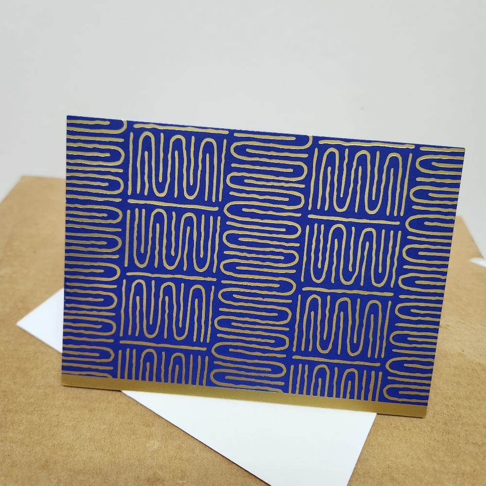 Gold and Blue Mediterranean Blank Note Cards